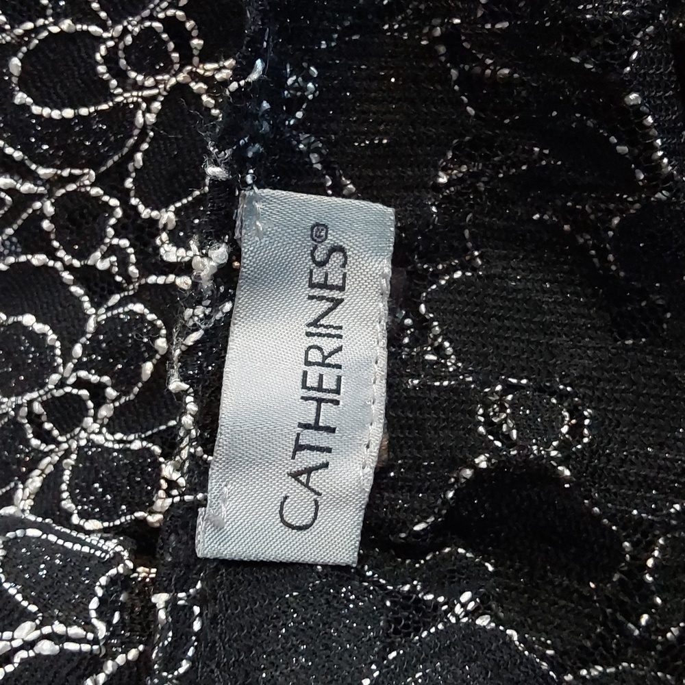 Catherines|Black/White Open Blazer Swirl Metallic Semi Sheer Elegant Evening XL - Picture 7 of 7